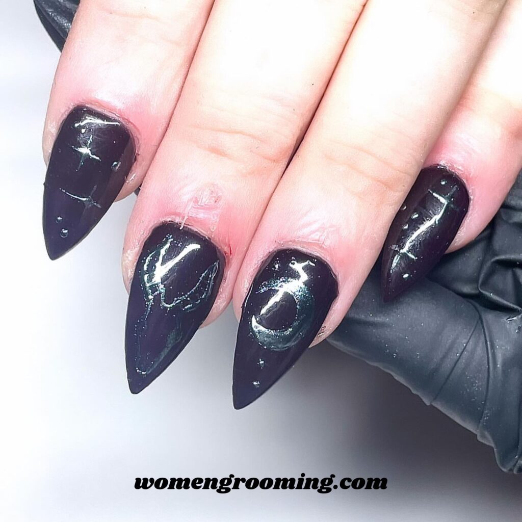 Jet Black Gloss Nails capricorn nails