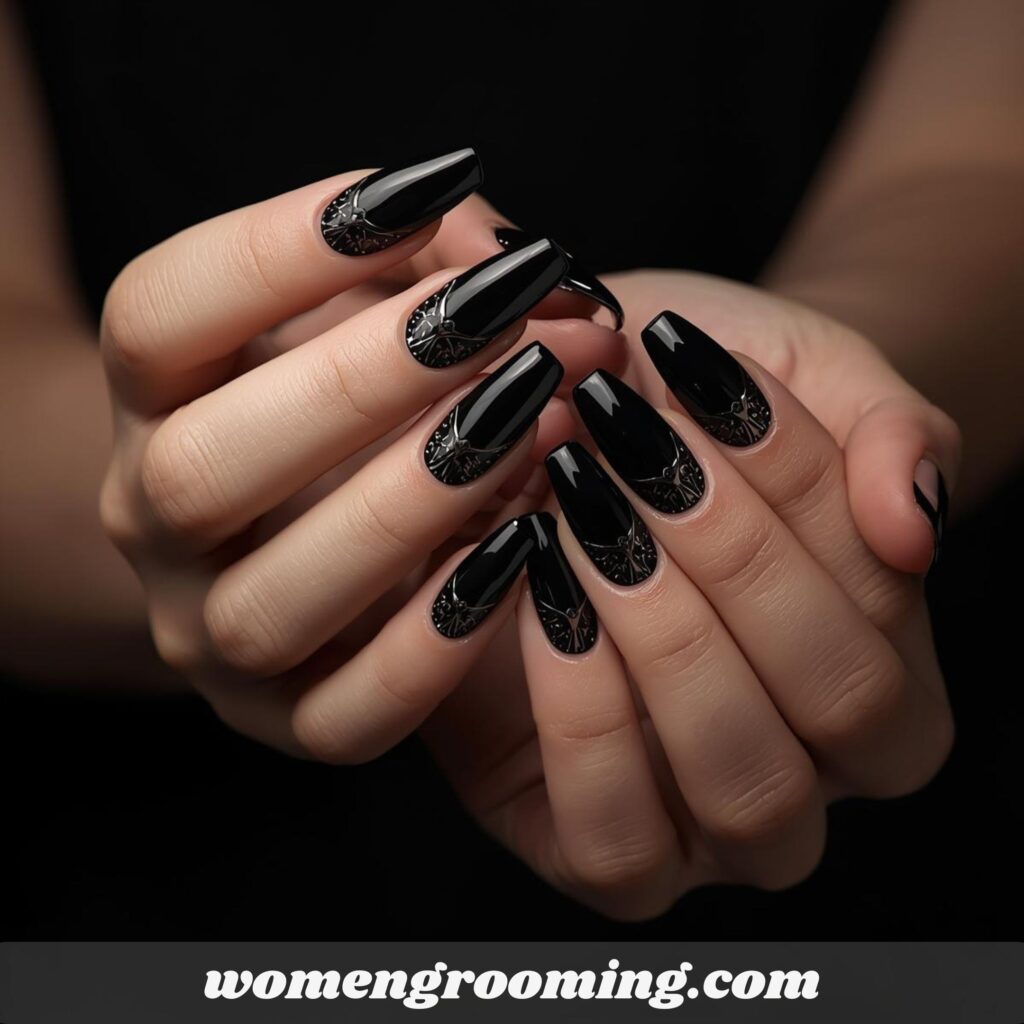 Jet Black Nails