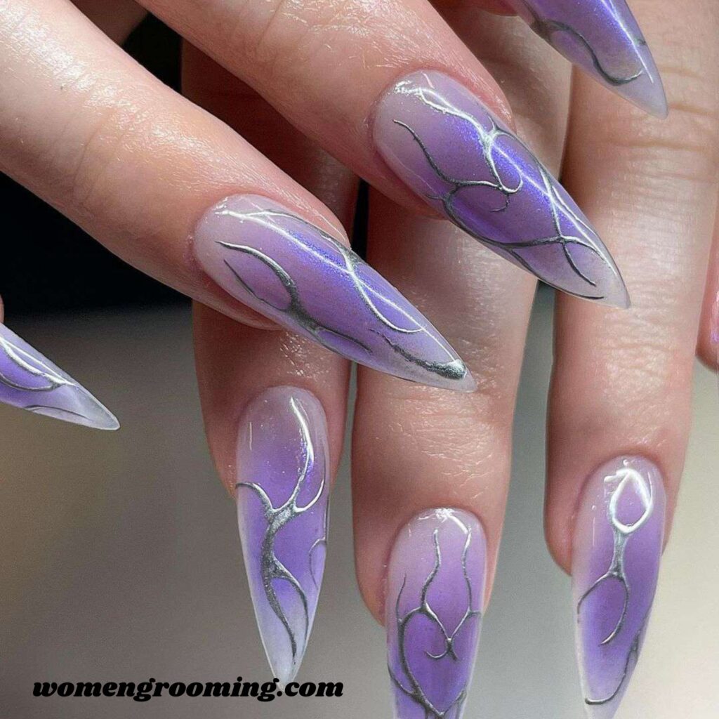 Lavender Chrome Nails