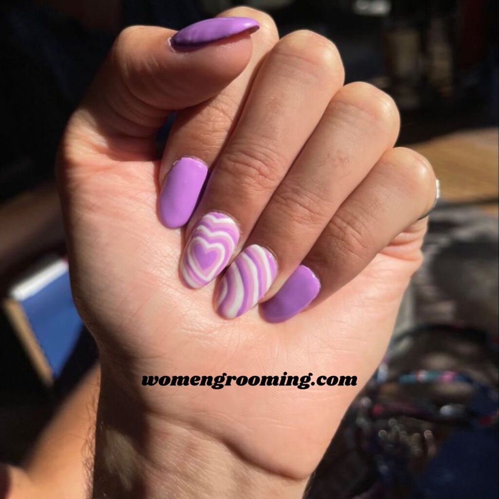 Lavender Heart Nails