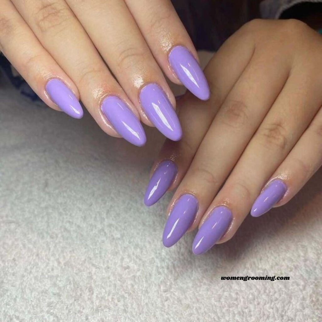 Long Almond Purple Nails