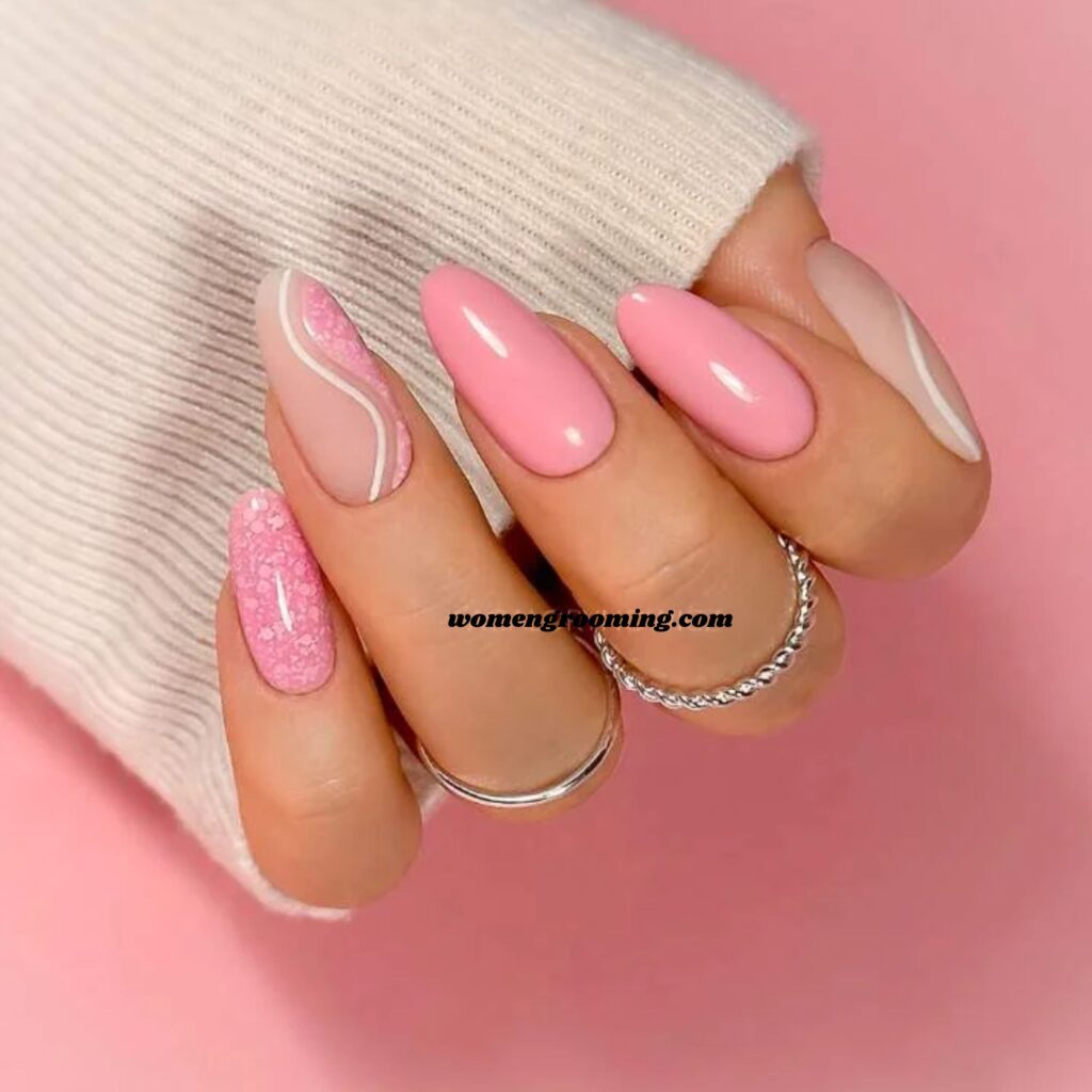 Long Oval Soft Pink Nails