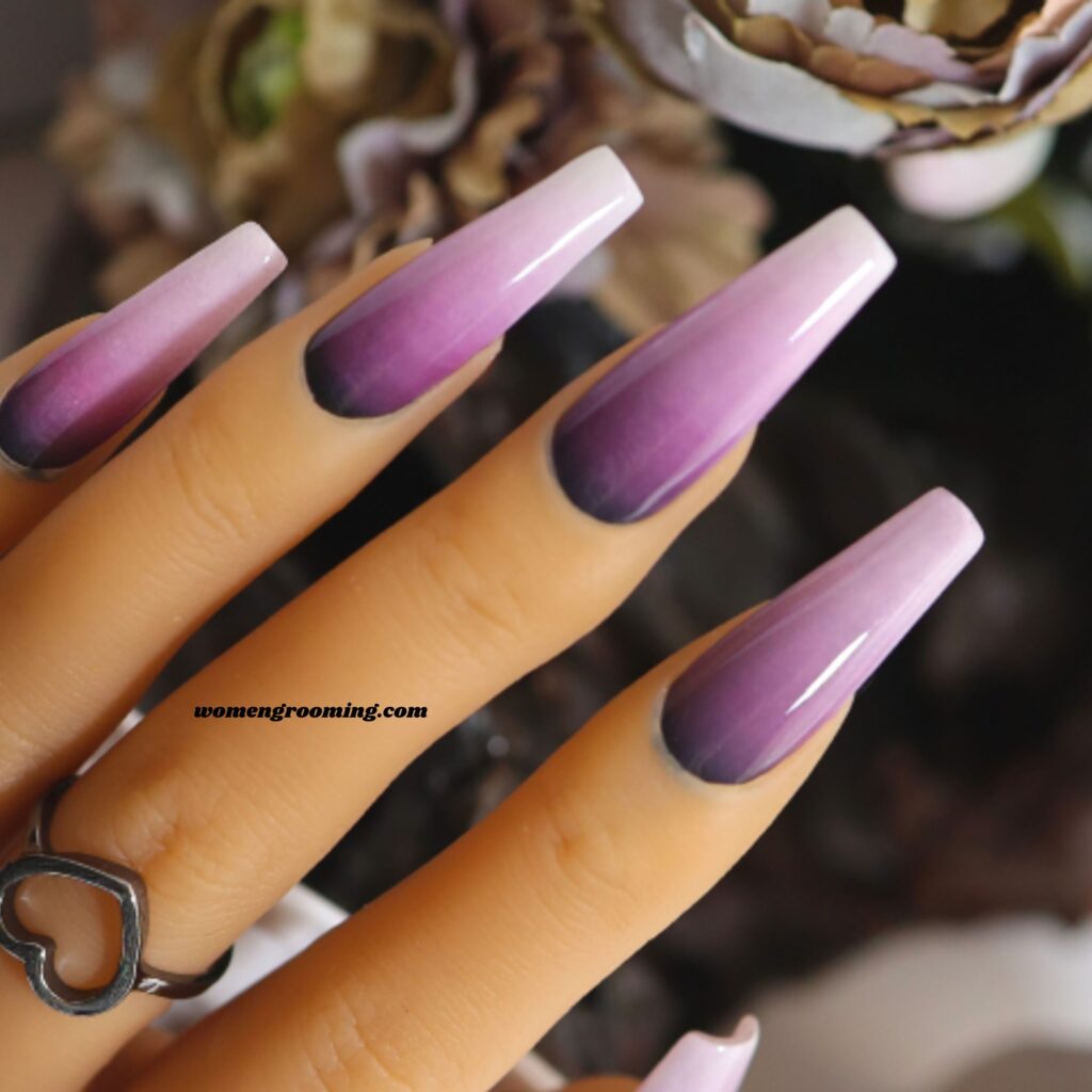 Long Purple Ombre Nails