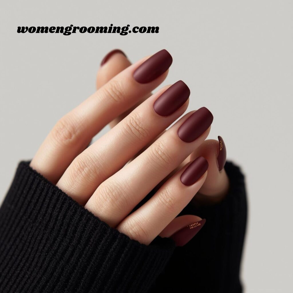 Matte Burgundy Nails