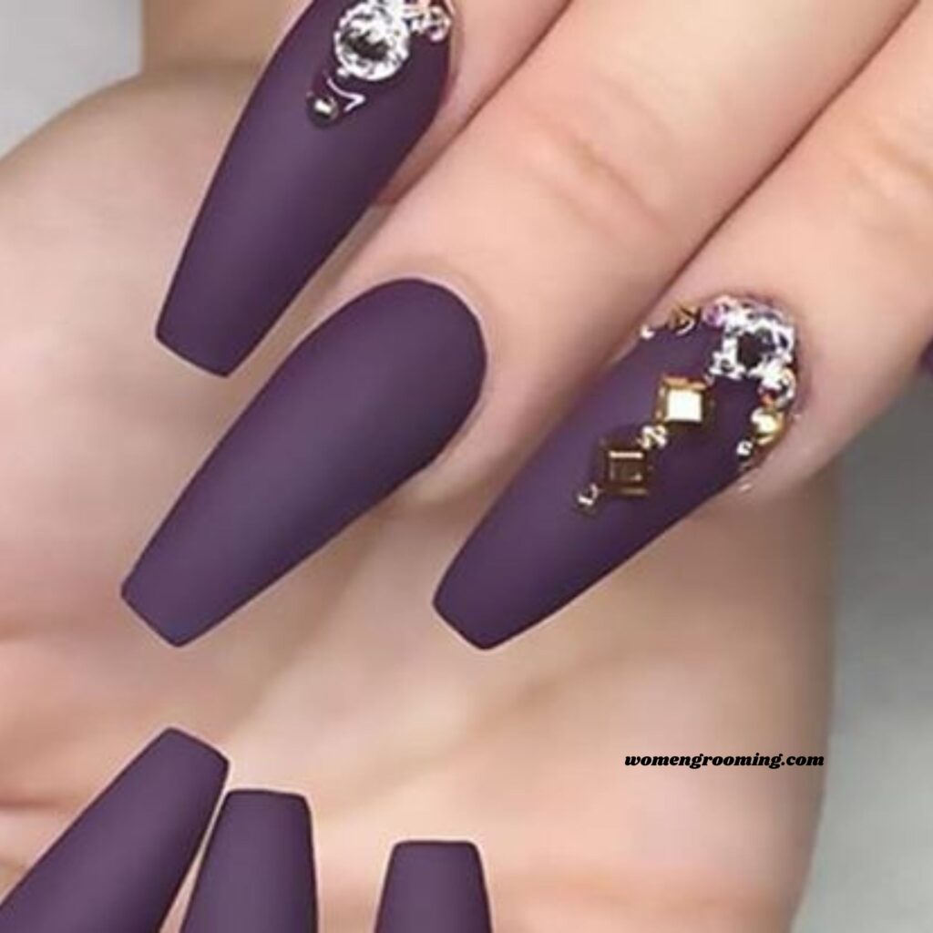Matte Dark Purple Nails