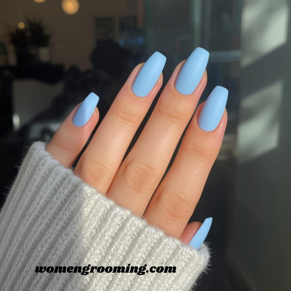 Matte Frost Blue Nails