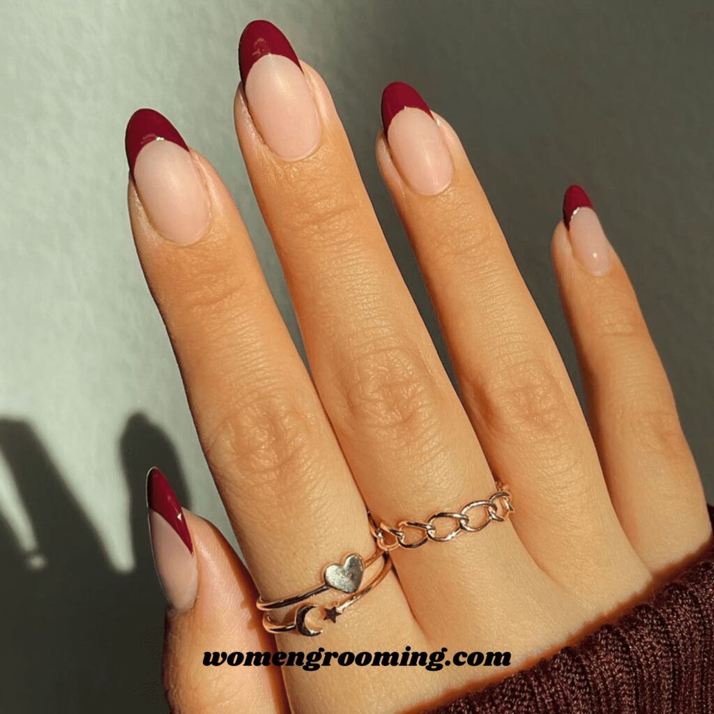 Matte Red French Nails