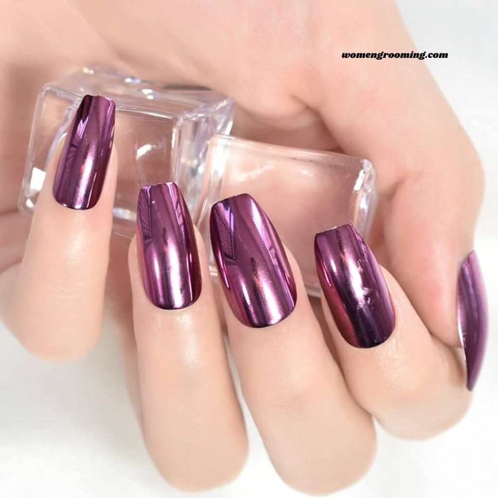 Metallic Violet Party Nails