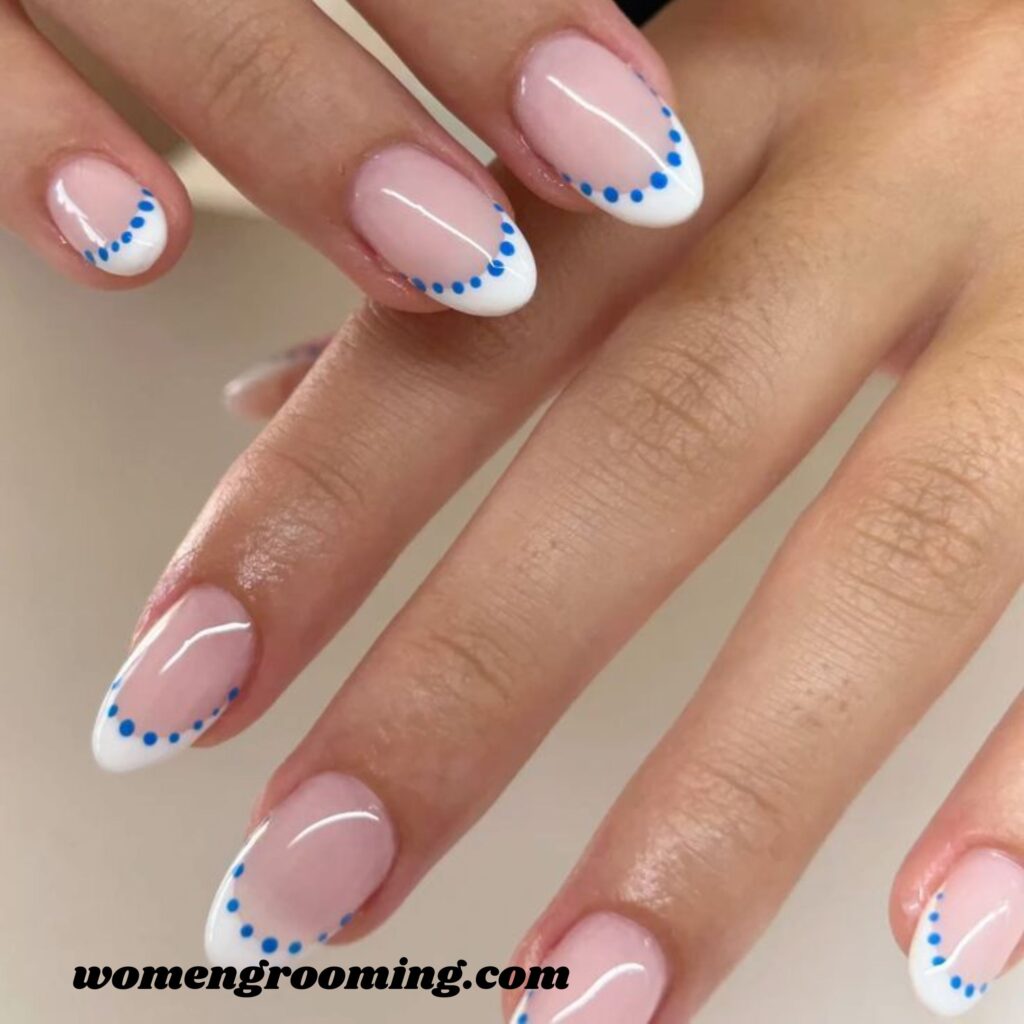 Micro French White with Blue Outline