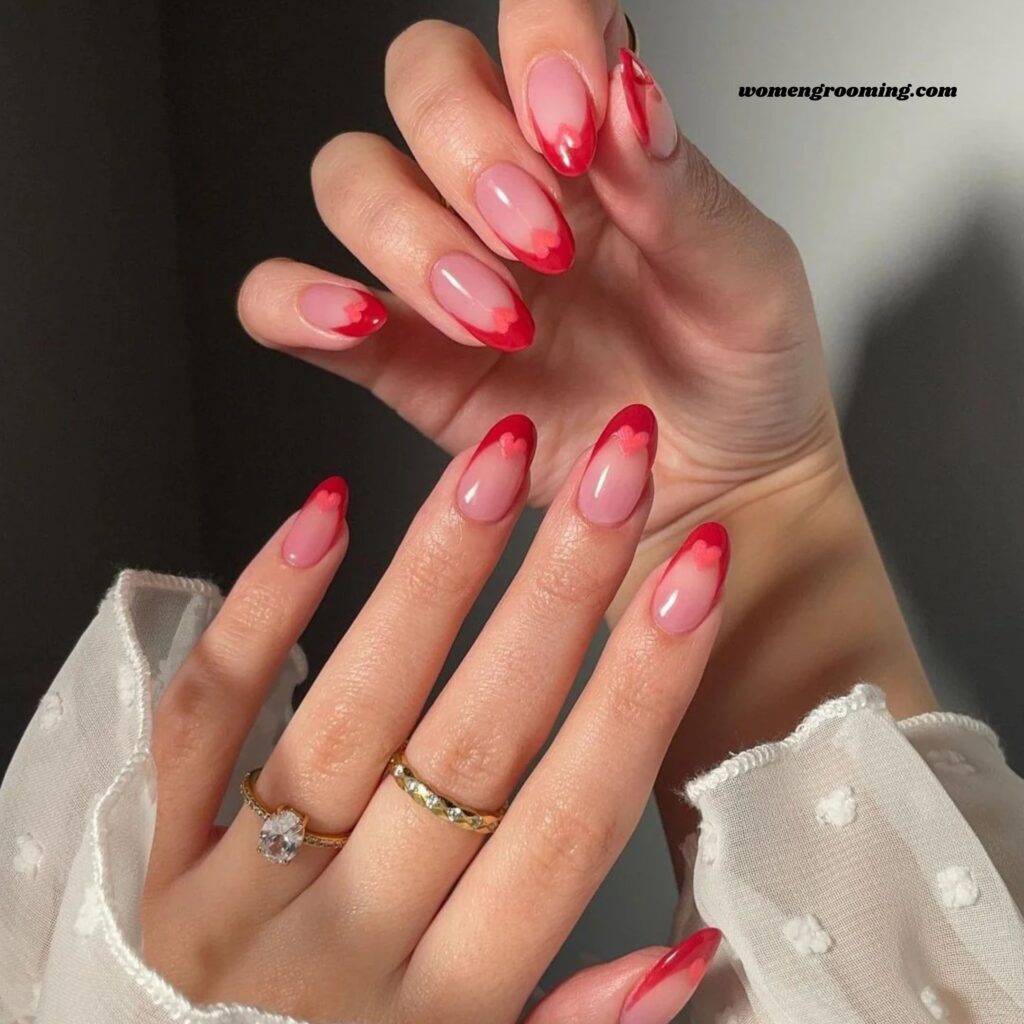 Micro Heart Accent Almond Nails