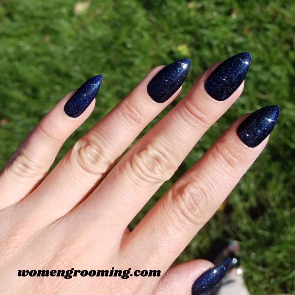 Midnight Frost Blue Nails