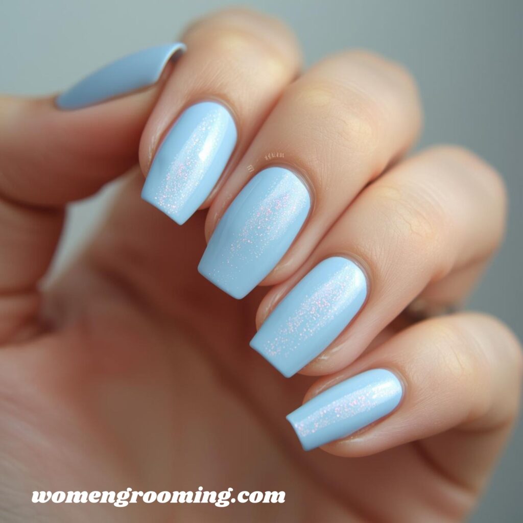Milky Blue Nails