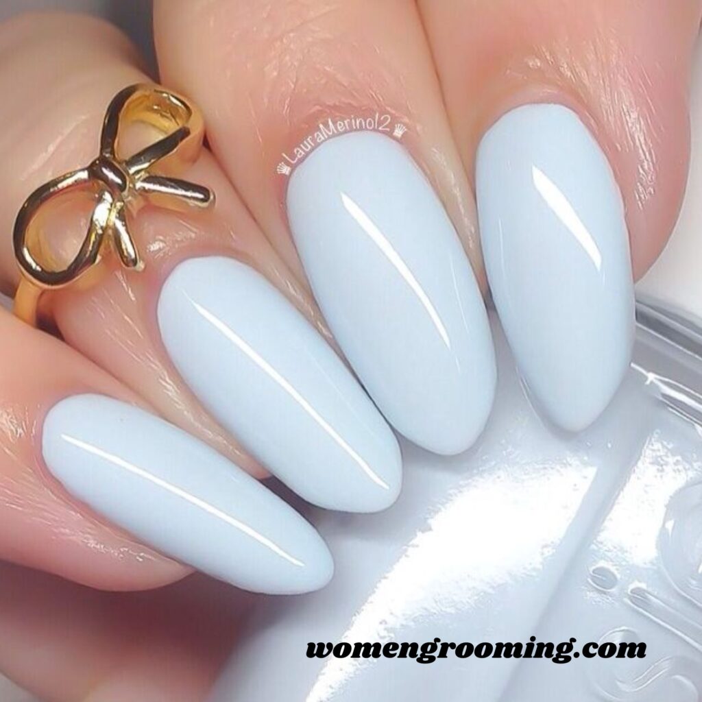 Milky Ice Blue Nails