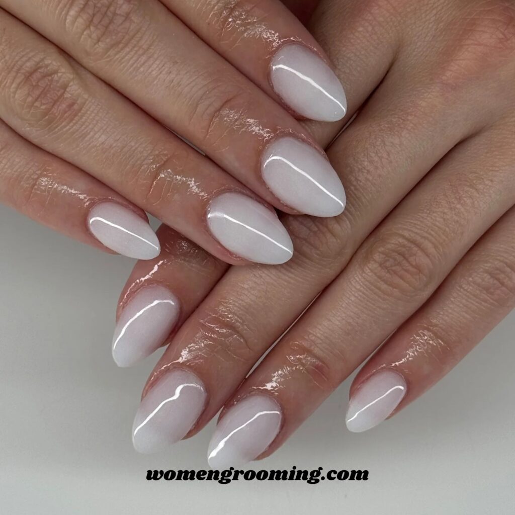 Milky White Almond Nails (1)