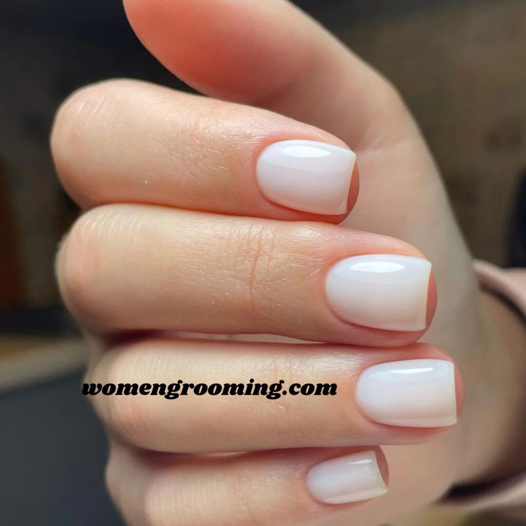 Milky White Short Nails