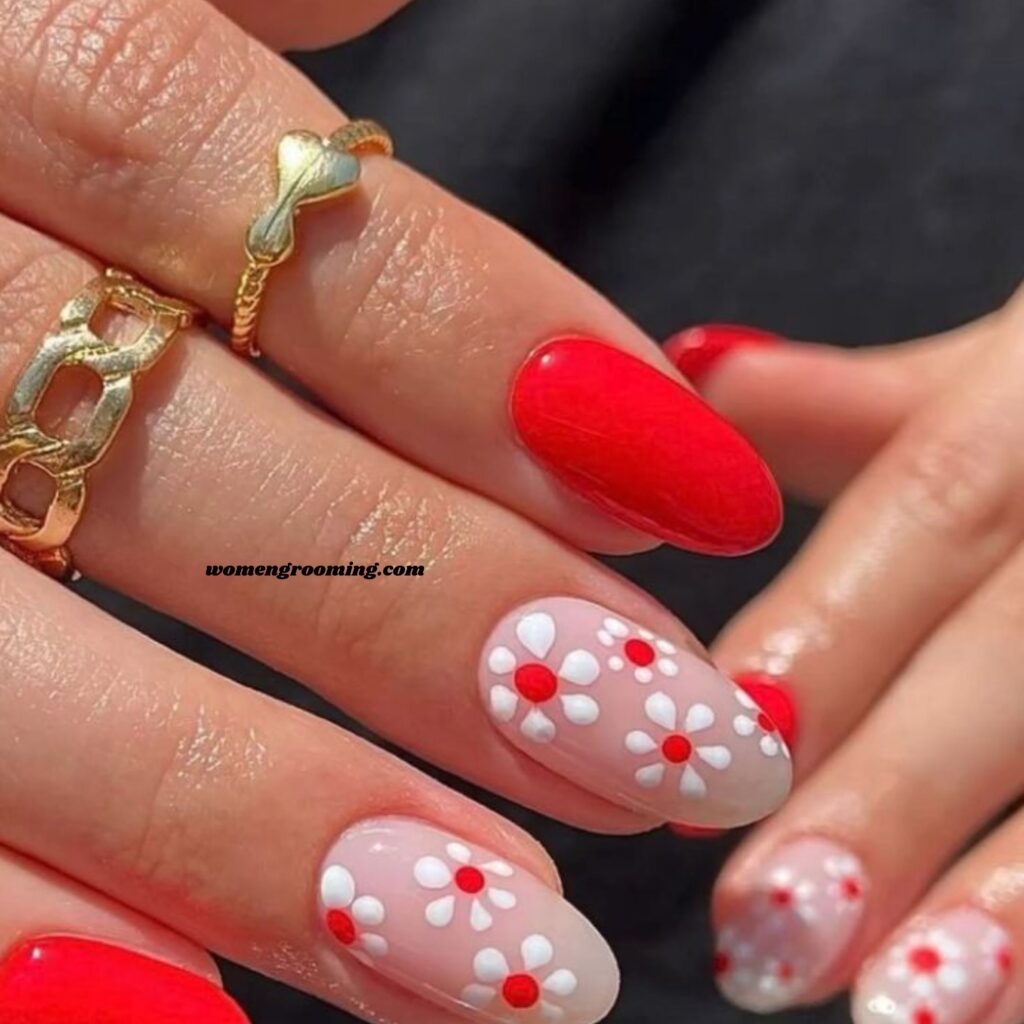 Mini Flower Almond Nails