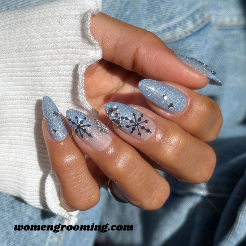 Minimal Micro Snowflake Nails