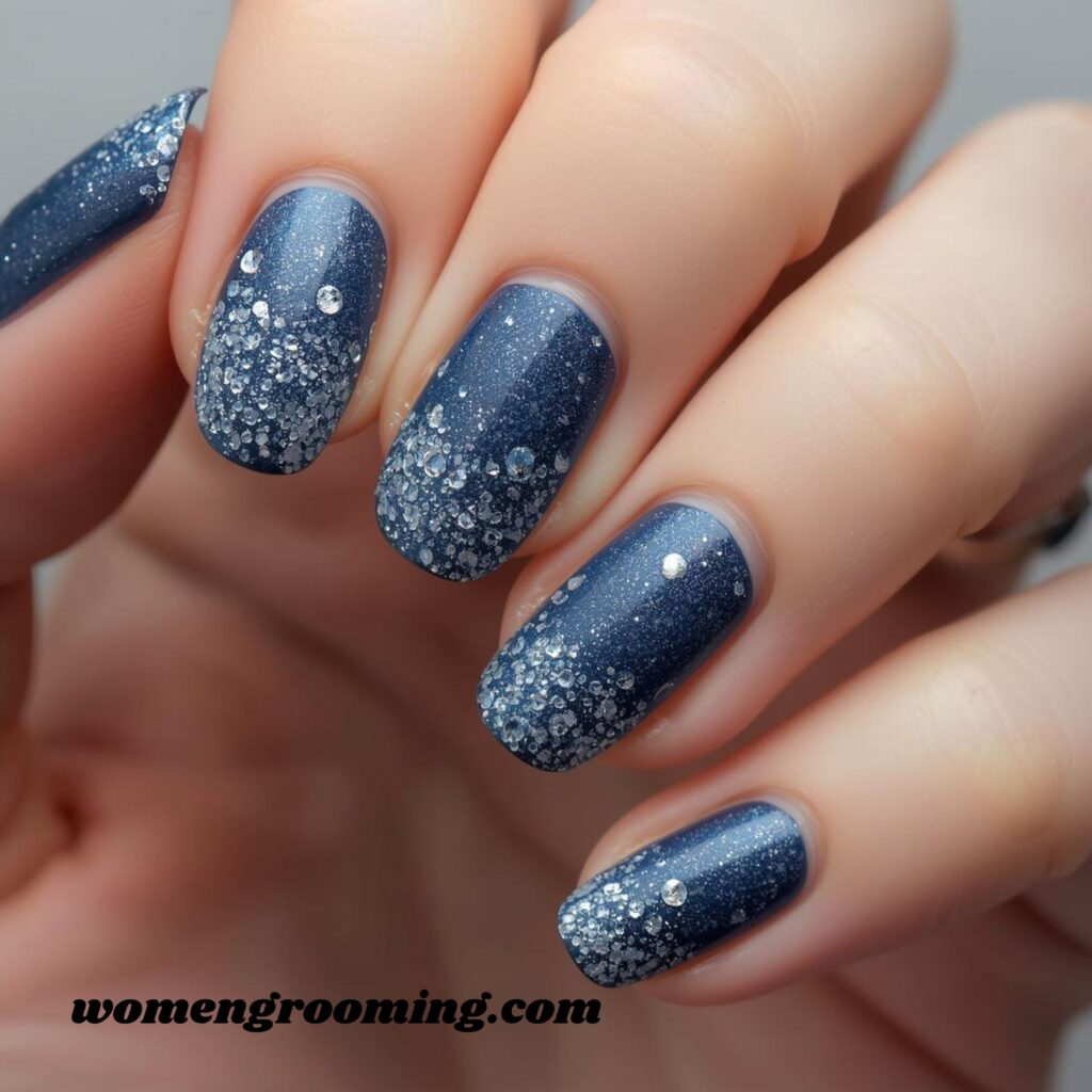 Navy Frost Nails