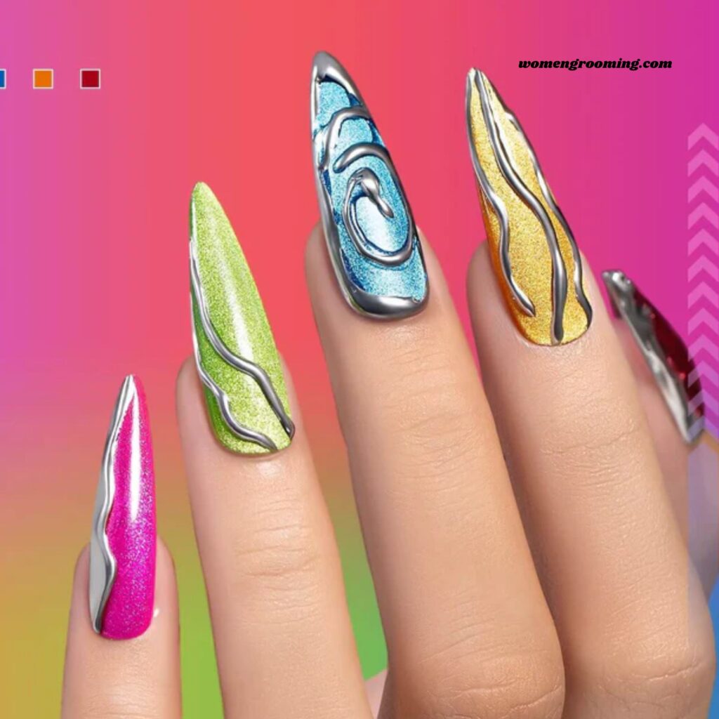Neon Ski Goggles Nails