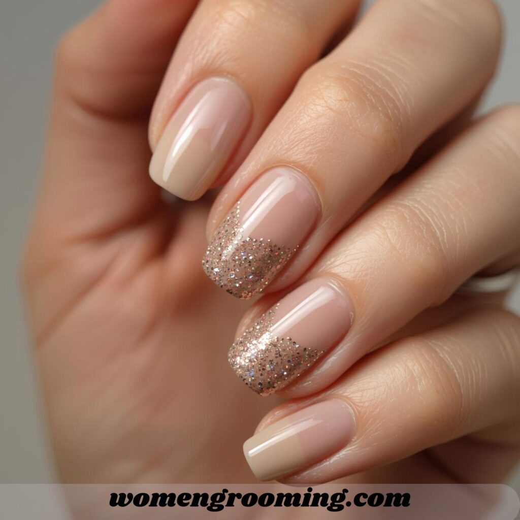 Neutral Glitter Accent Nail