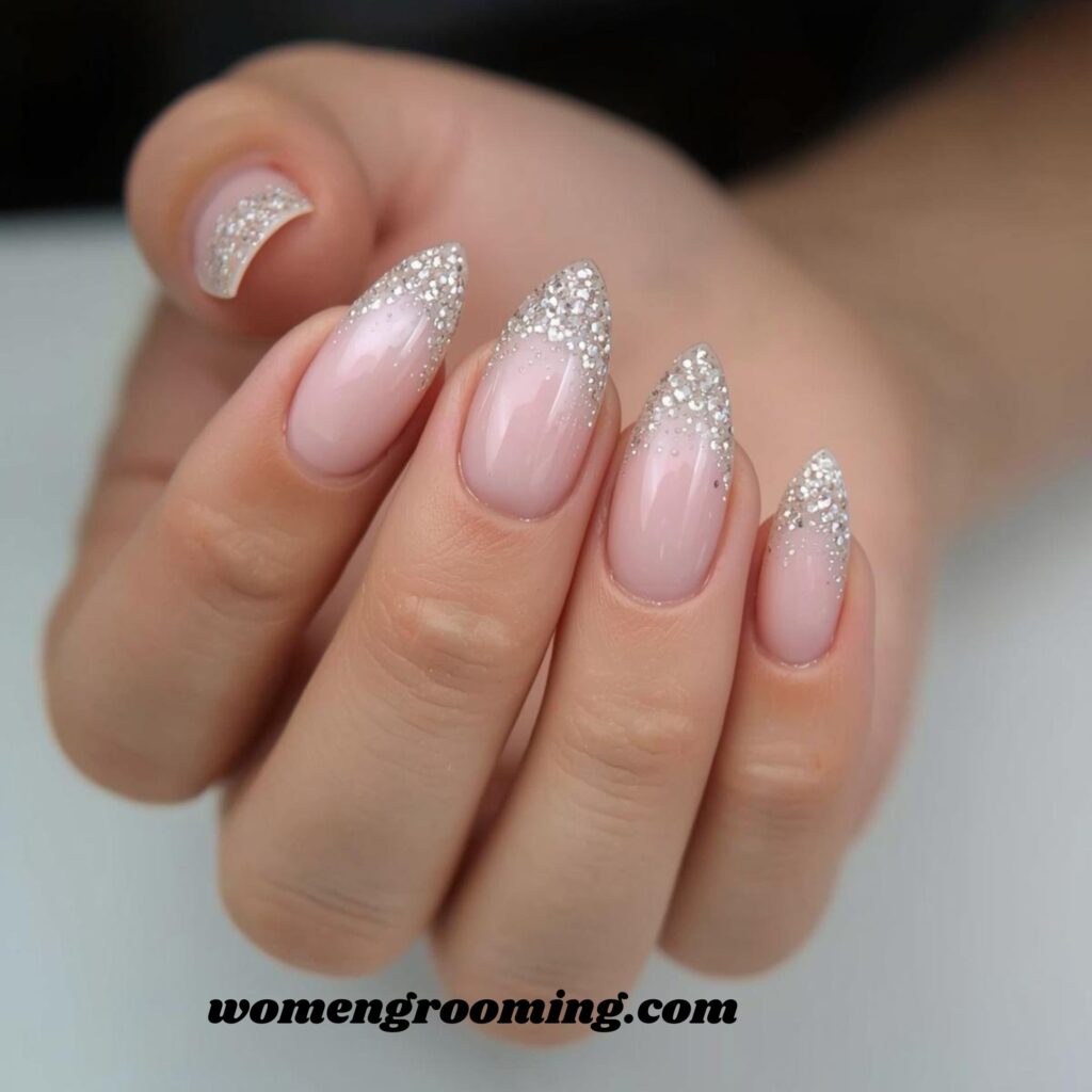 Neutral Ombre Sparkly Tips