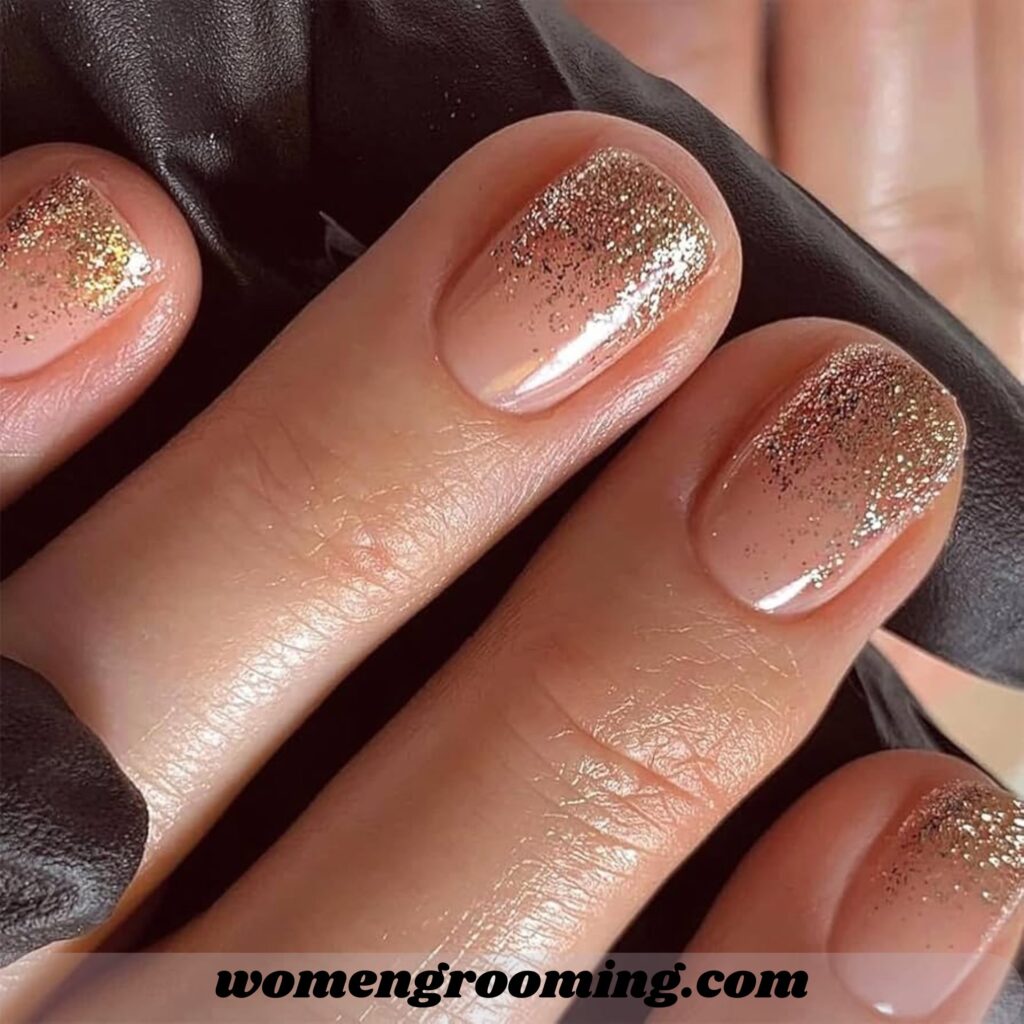 Nude to Gold Glitter Ombre