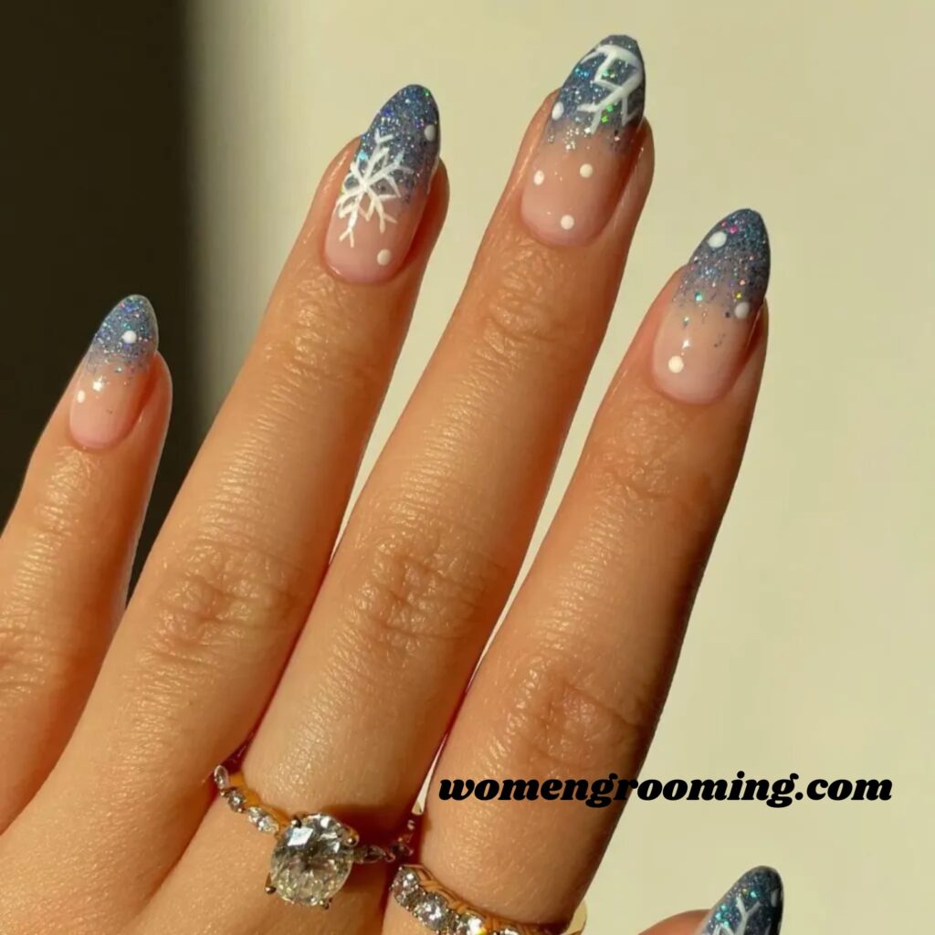 Ombre Snowfall Nails