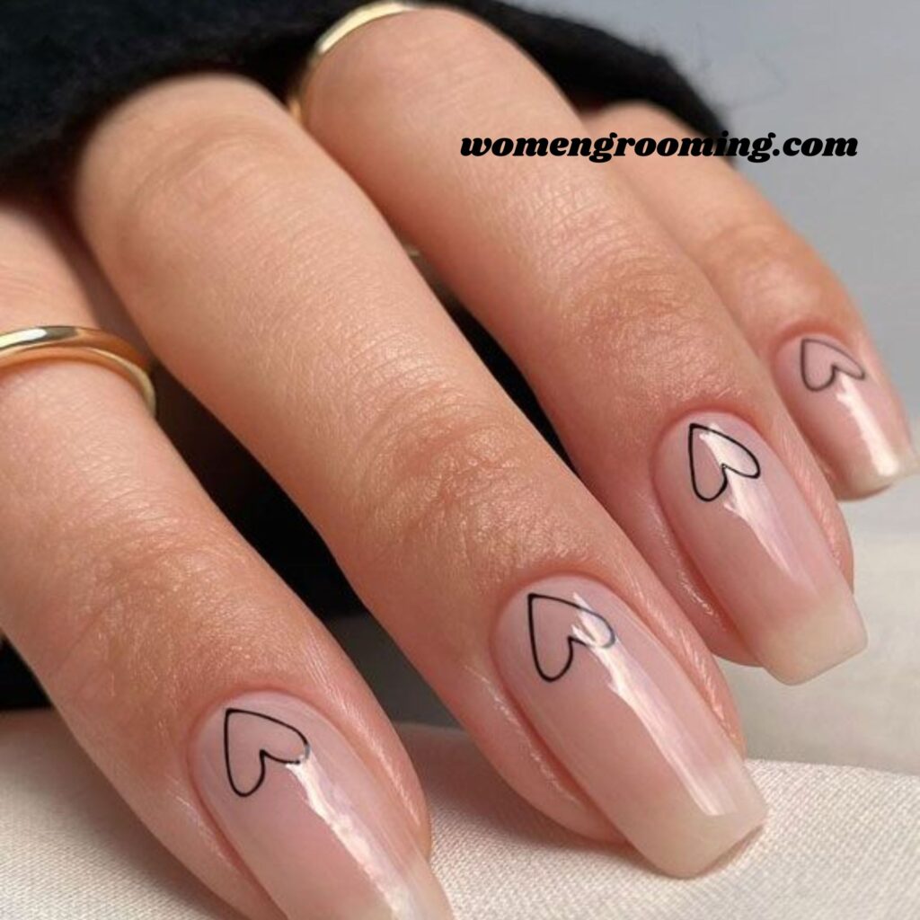 Outline Heart Nails
