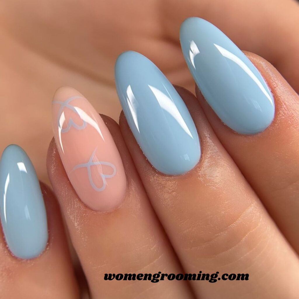 Pastel Frost Blue Nails
