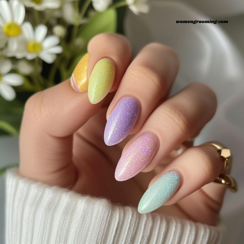 Pastel Glitter Nails