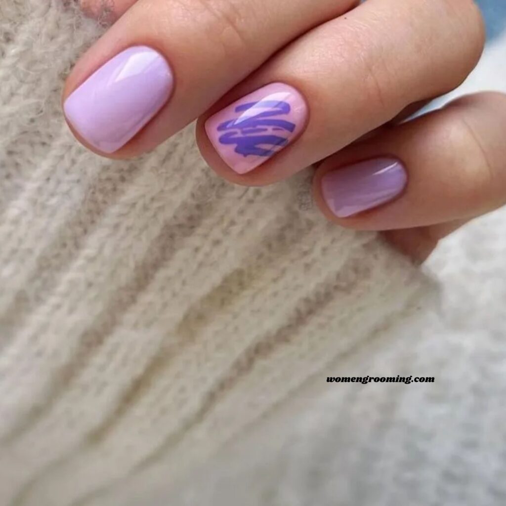 Pastel Purple Short Nails