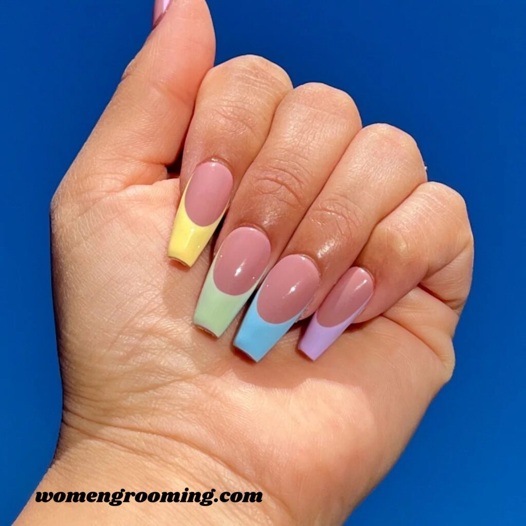 Pastel Rainbow French Tips