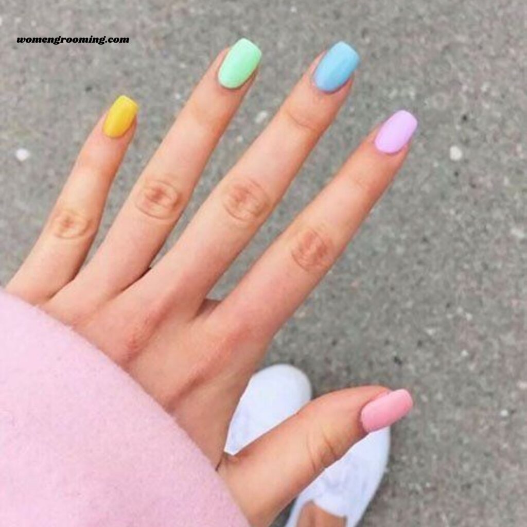 Pastel Rainbow Nails