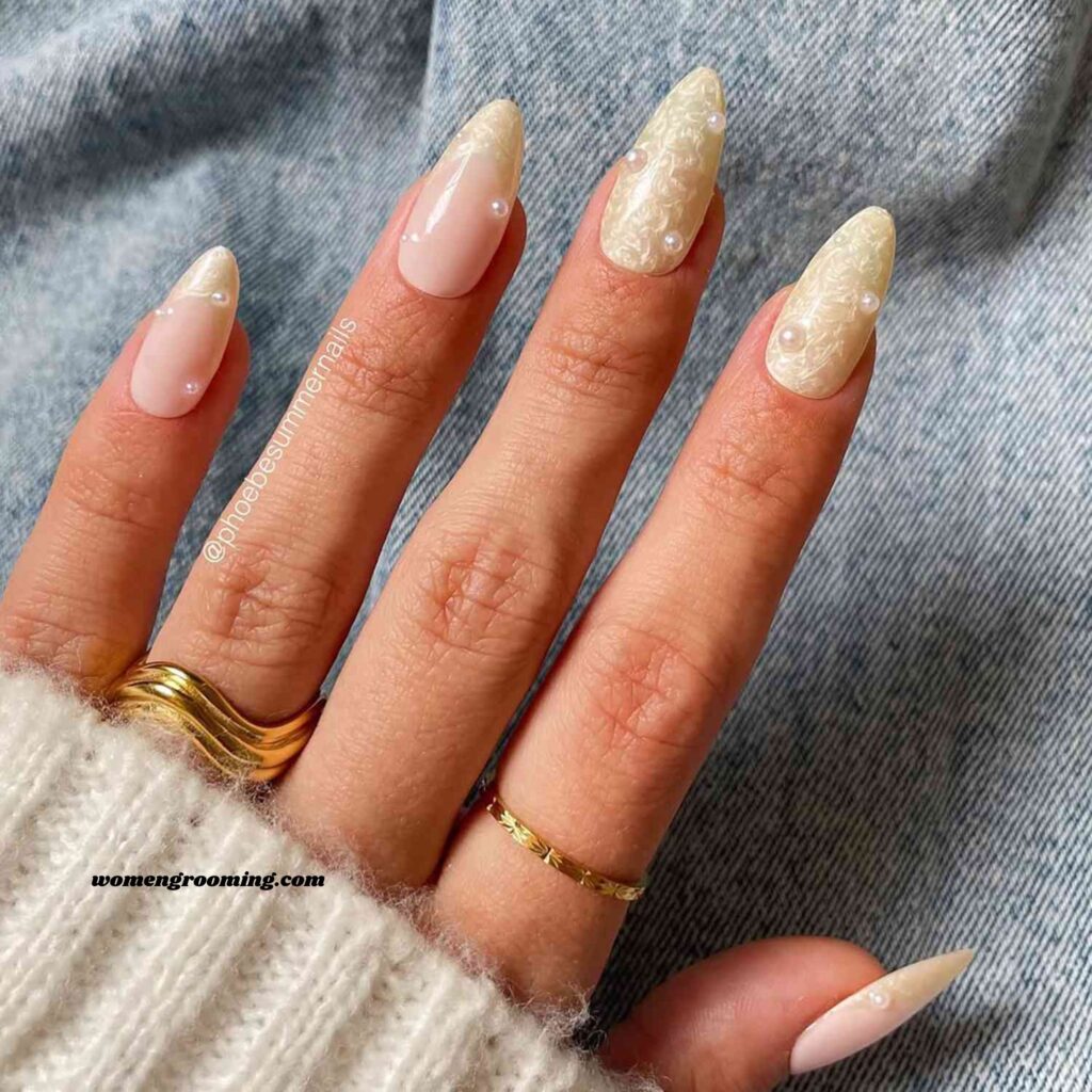 Pearl Accent Nails