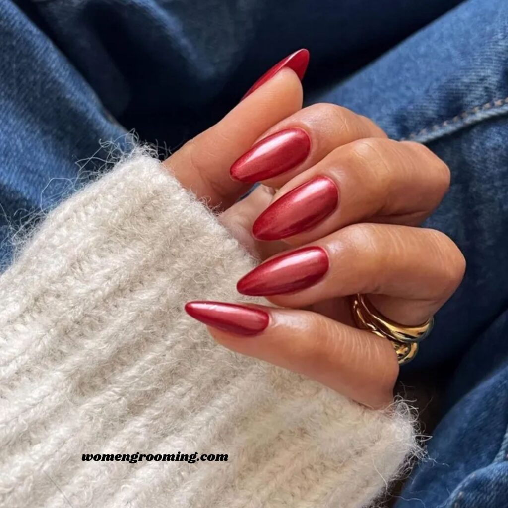Pearl Red Nails