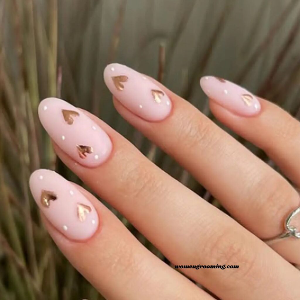 Pink Foil Accent Nails