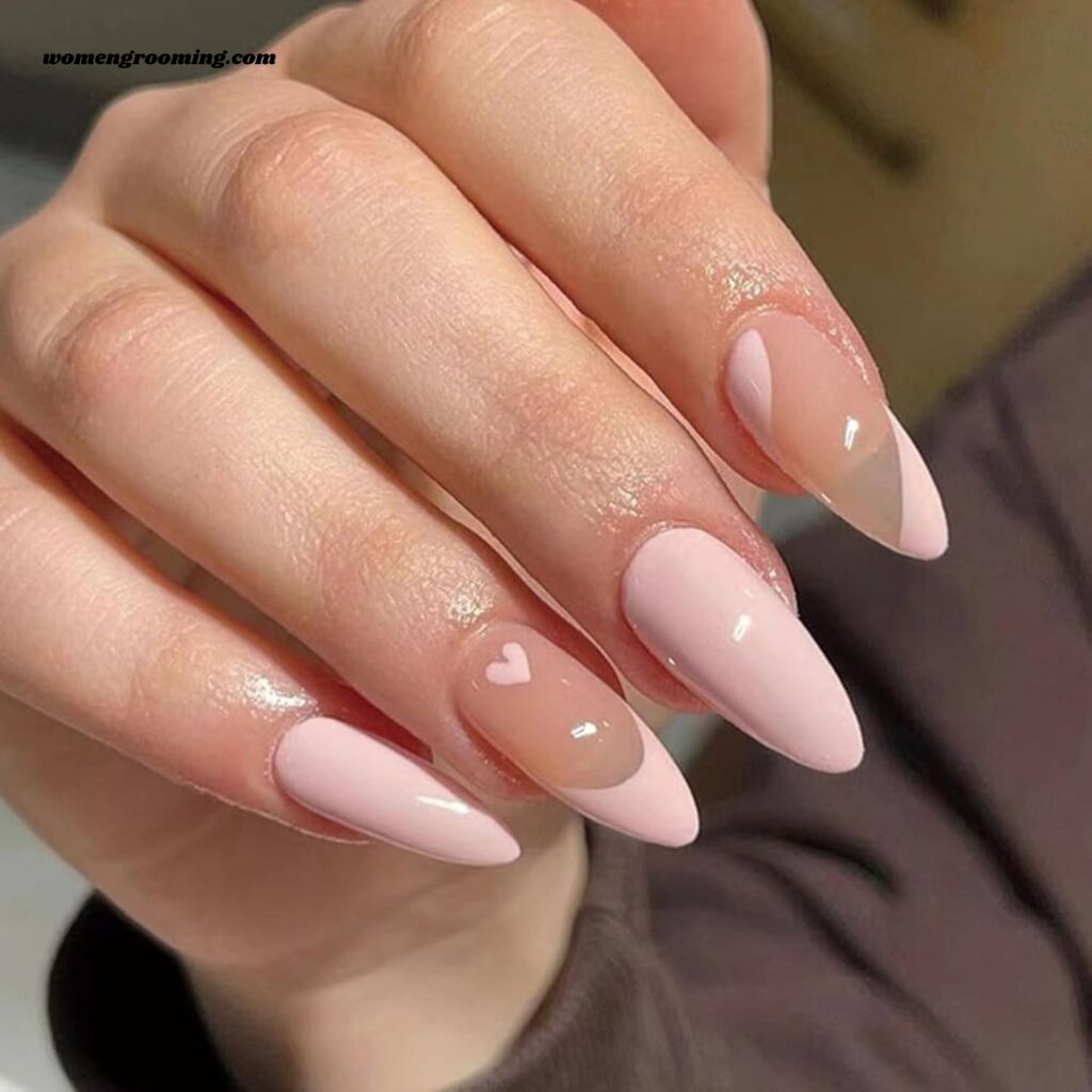 Pink French Tip Almond Nails