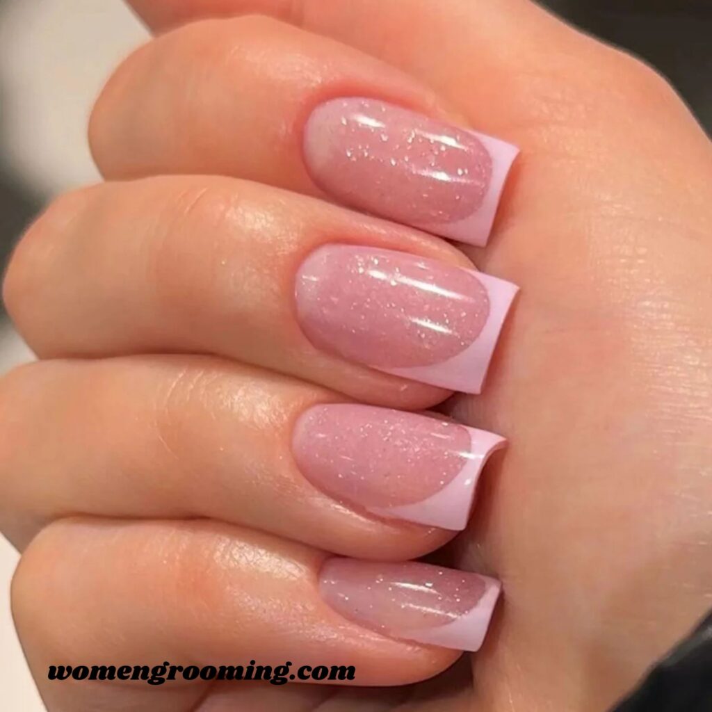 Pink Glitter French Tips
