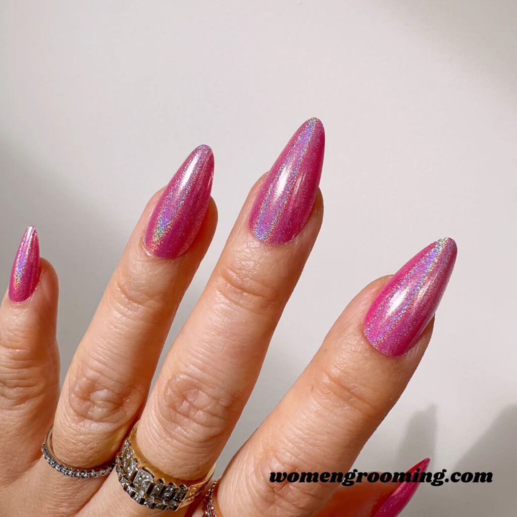 Pink Holographic Nails
