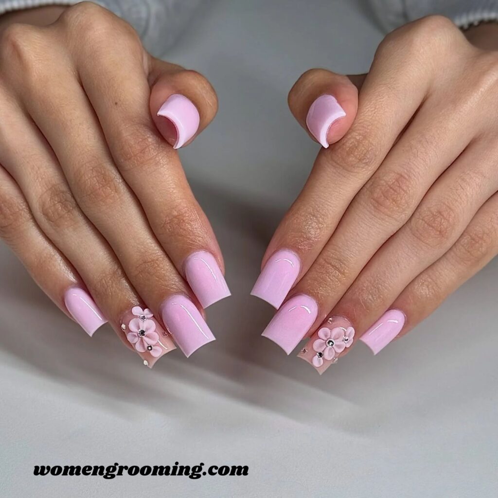 Pink Square Nails