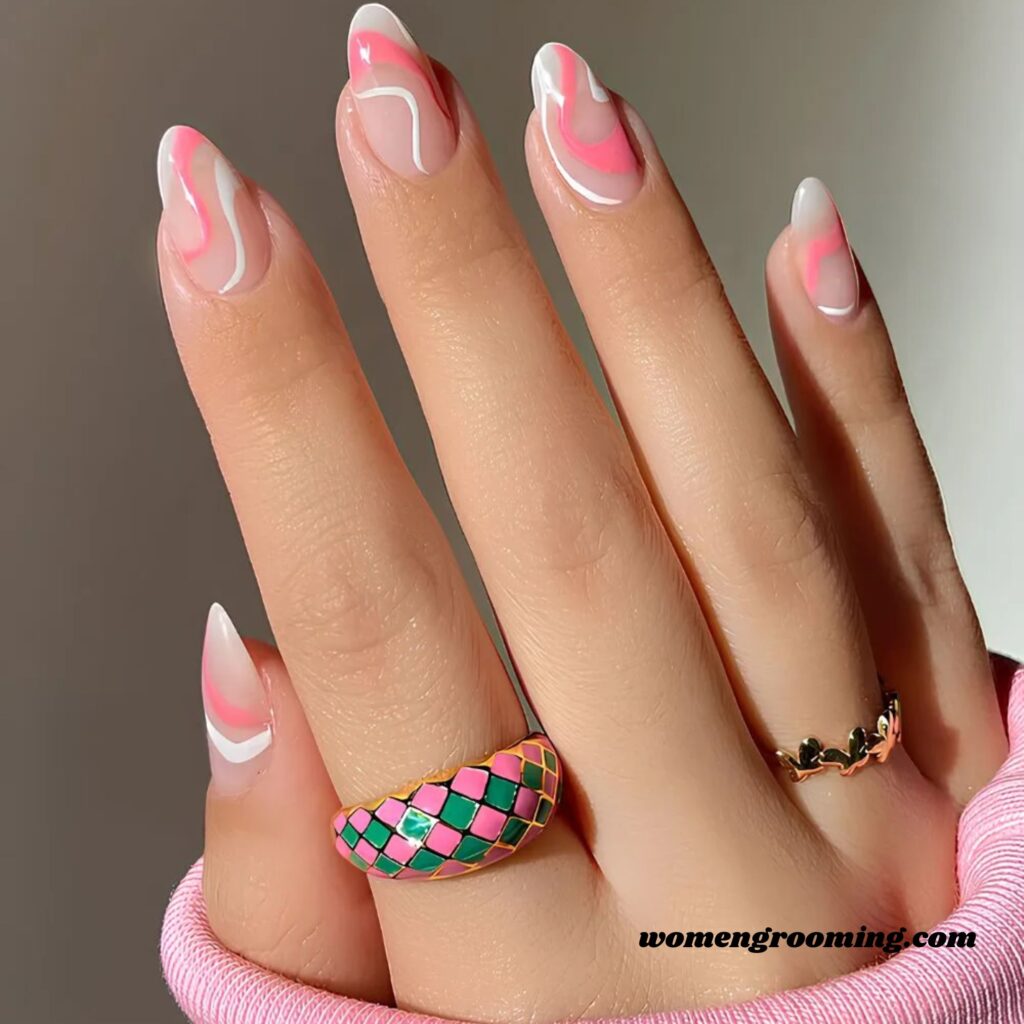 Pink Swirl Nails
