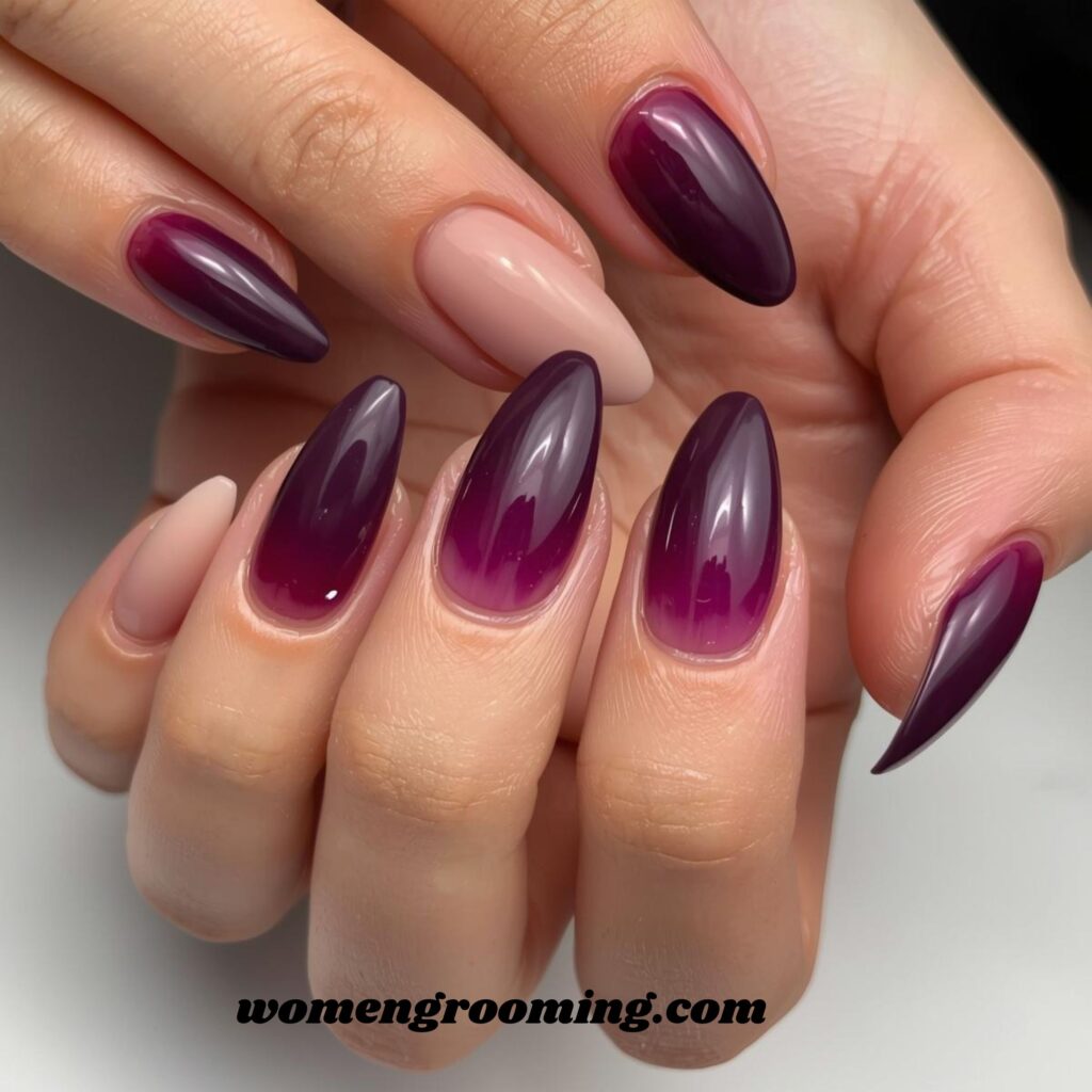 Plum Almond Nails