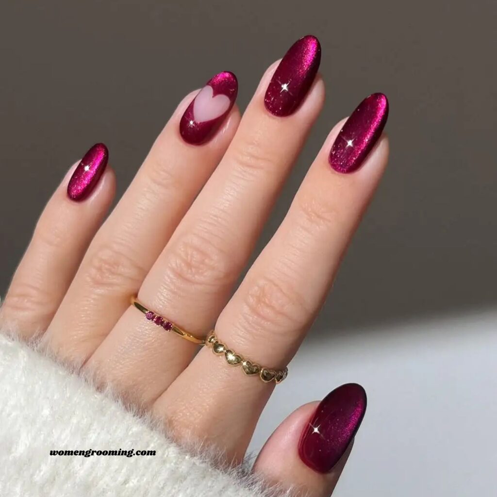Plum Cat Eye Nails