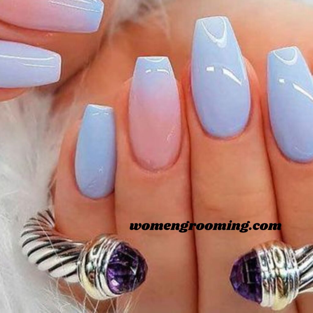 Powder Blue Gloss Nails (1)