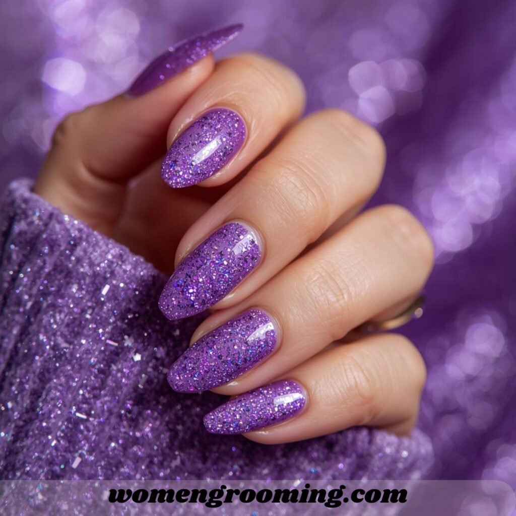 Purple Glitter Nails