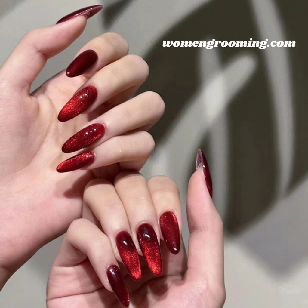 Red Cat Eye Nails