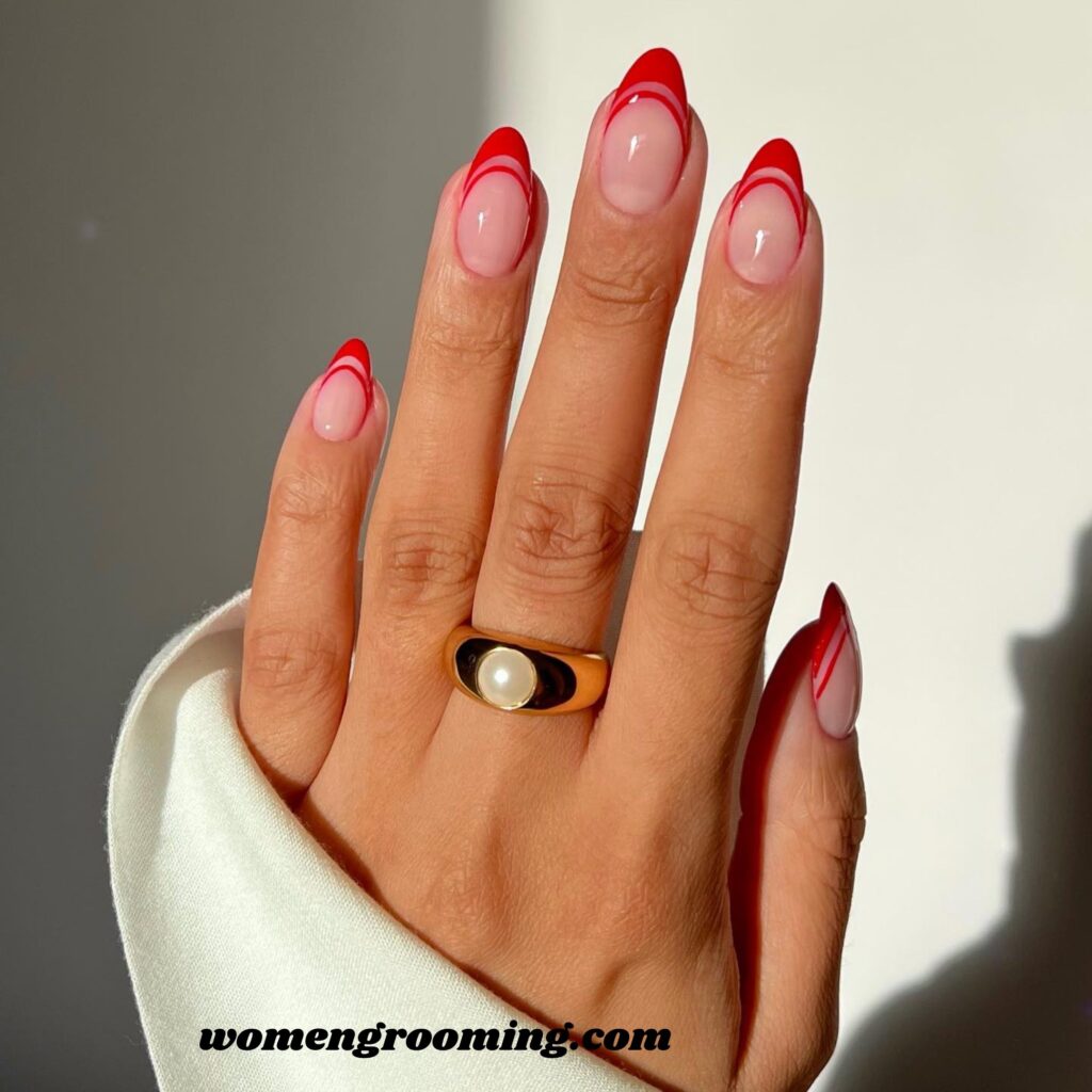 Red French Tip Nails