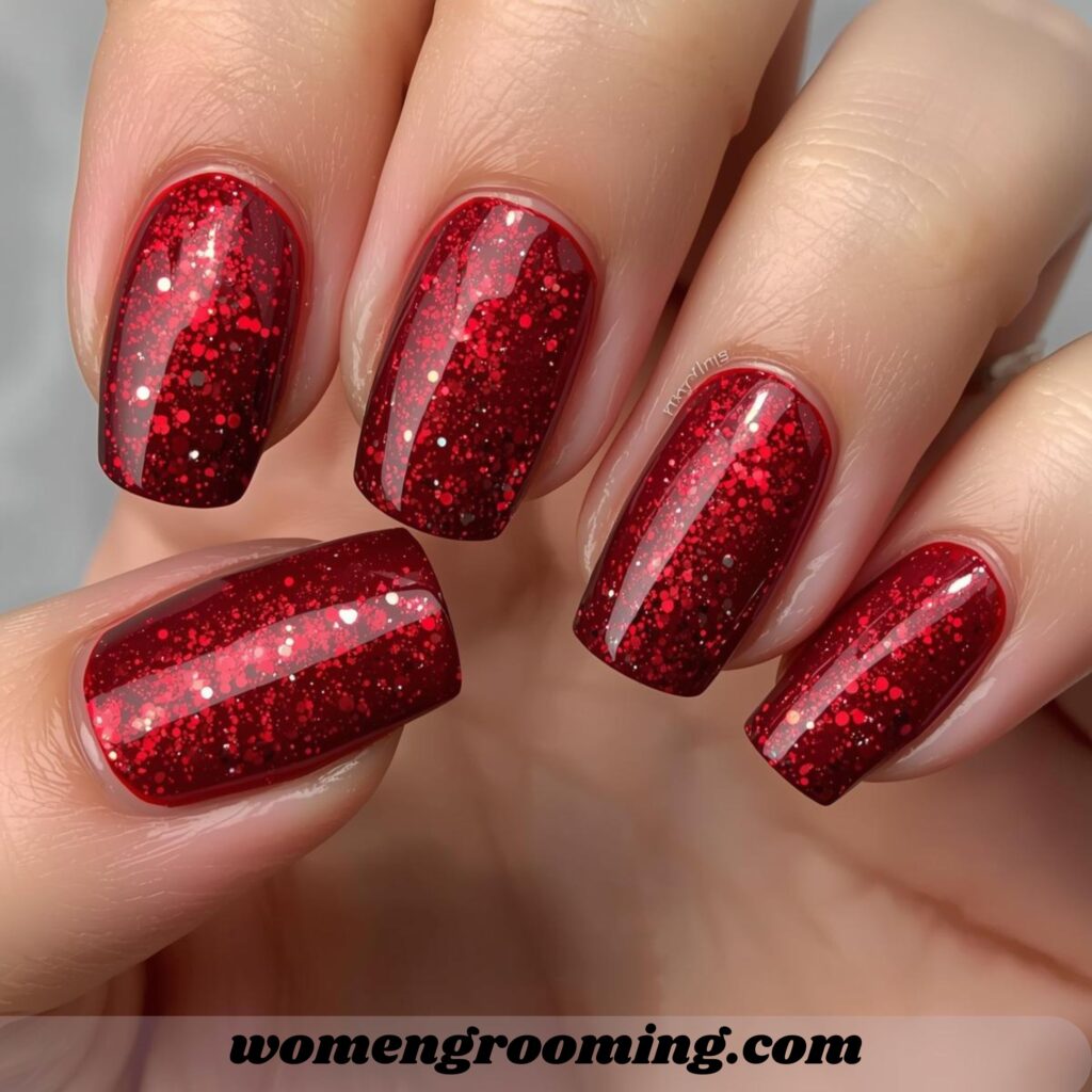 Red Glitter Nails