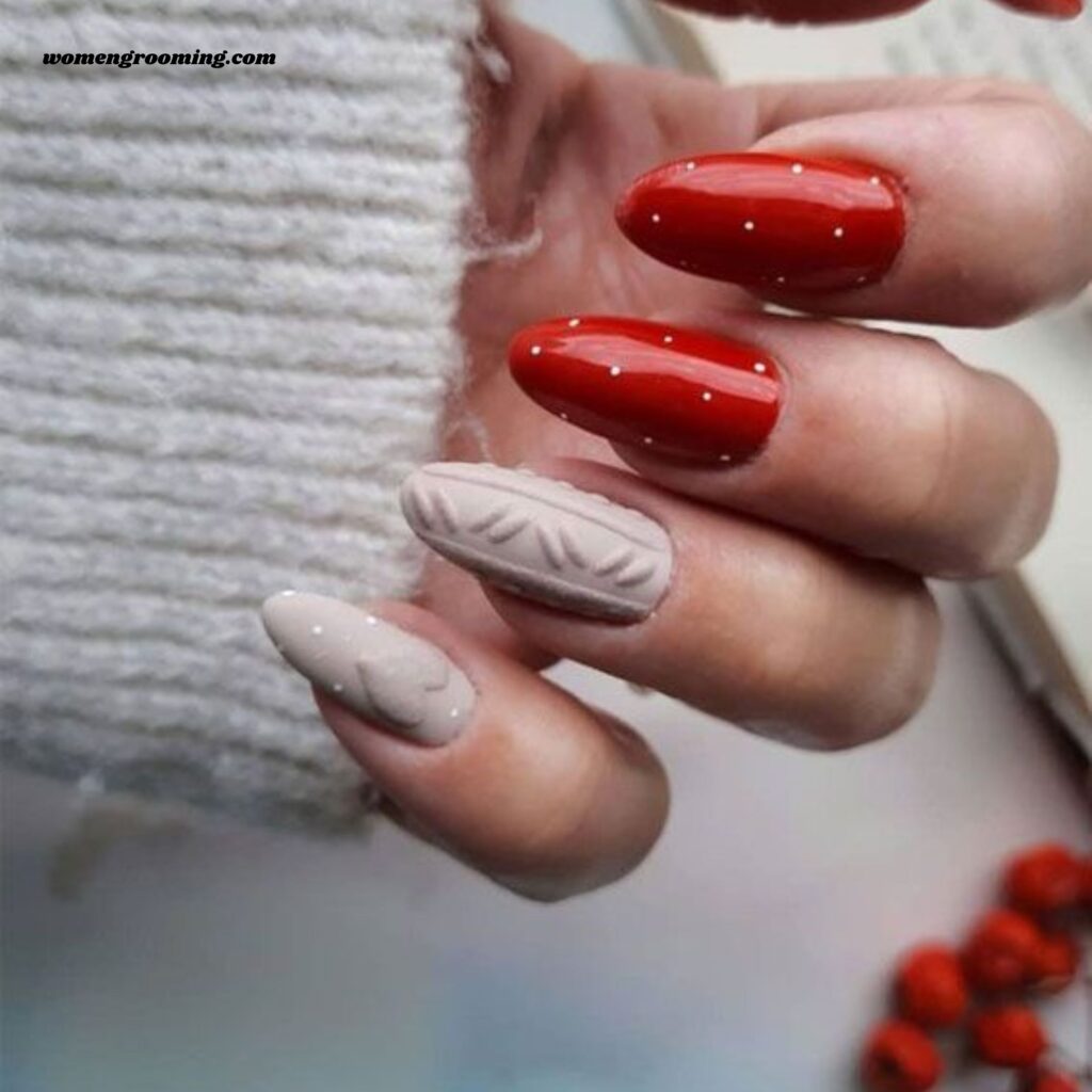 Red Ski Jacket Accent Nails