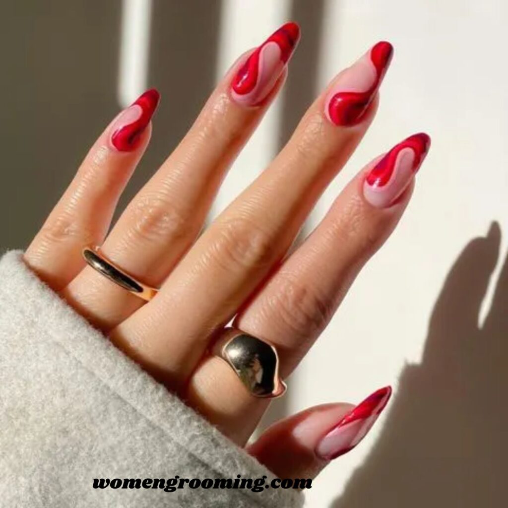 Red Swirl Nails